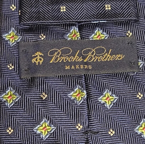 Brooks Brothers Makers silk woven Geomatric print tie blue green,New with tag
